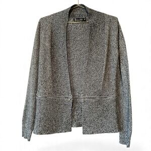 NY&Co 2-in-1 Cardigan Women's Gray Textured Zip Detail Convertible Cropped XS